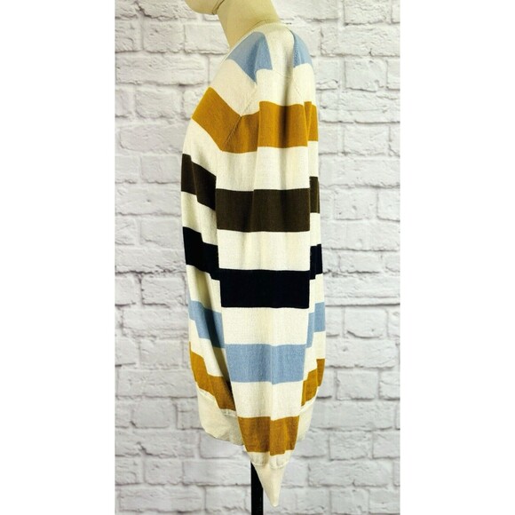 Club Room Men's Sweater Merino Wool Blend Crew Neck Striped Pullover Cream XL - Picture 5 of 11